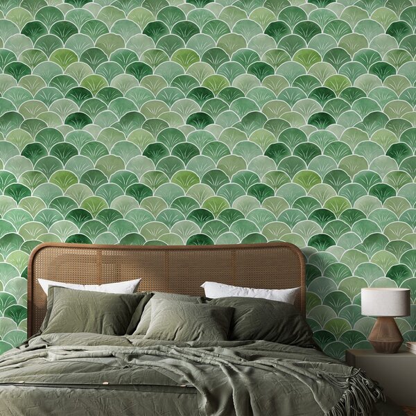 Tapeta zeleni geometrijski loki