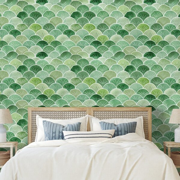 Tapeta zeleni geometrijski loki