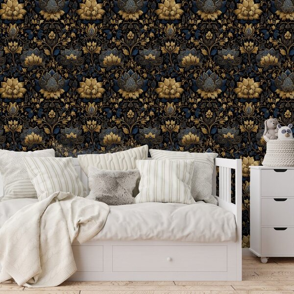 Fototapeta zlati cvetovi na temnem ozadju