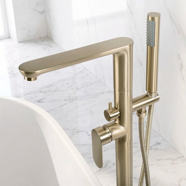Samostoječa mešalna pipa Rea Logan Brush Gold