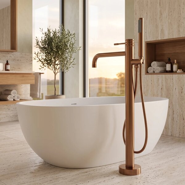 Samostoječa mešalna pipa Rea Lungo Diamond Brush Copper