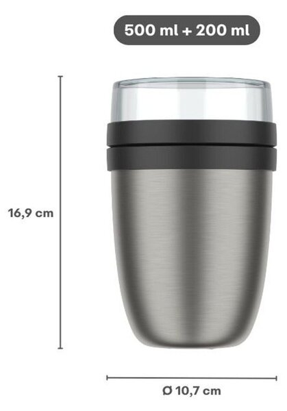 Svetlo rdeča/v srebrni barvi termovka za hrano iz nerjavečega jekla 500 ml Ellipse – Mepal