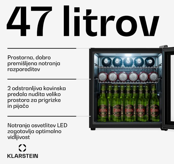 Klarstein Beersafe hladilnik za pijačo s steklenimi vrati | 44 x 48 cm | Notranja LED osvetlitev