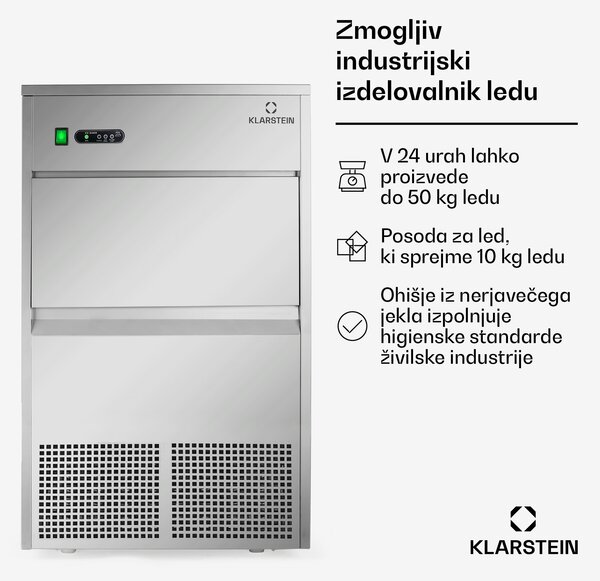 Klarstein Powericer XXXL, industrijska naprava za proizvodnjo kock ledu, 260 W, 50 kg/dan, iz nerjavečega jekla