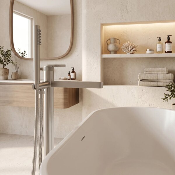 Samostoječa mešalna pipa Rea Grace Brush Nickel