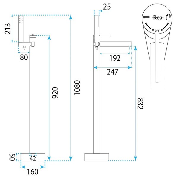 Samostoječa mešalna pipa Rea Grace Brush Copper