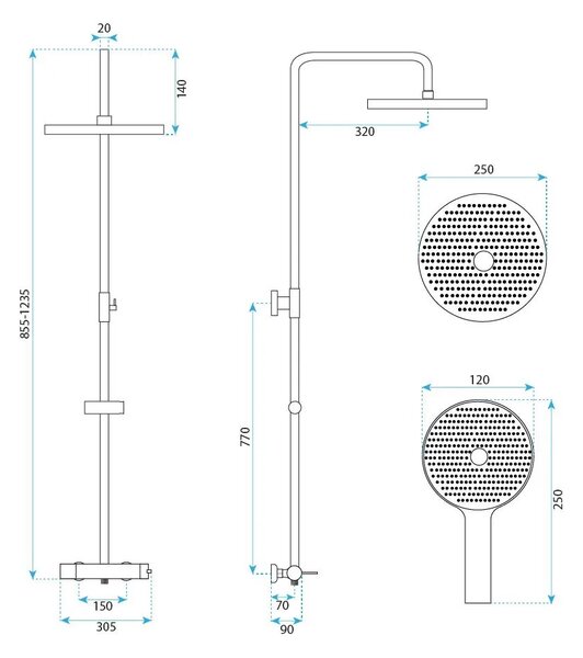 Komplet za prhanje Rea Grace Brush Nickel