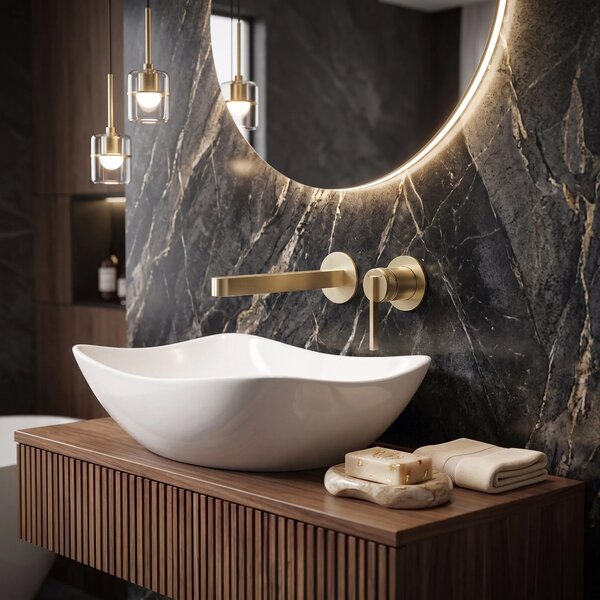REA Grace Brush Gold Skrita armatura za umivalnik