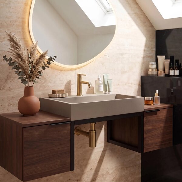 Konglomeratni umivalnik Rea GOYA 60CM Taupe + okvir