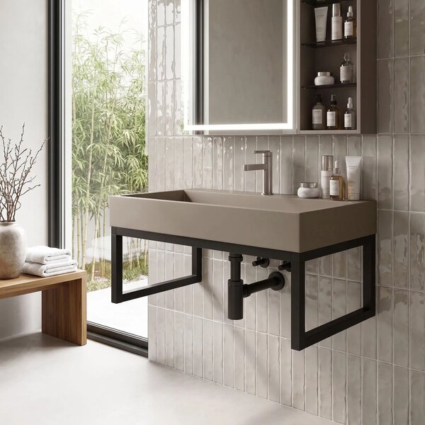Konglomeratni umivalnik Rea GOYA 70CM Taupe + okvir