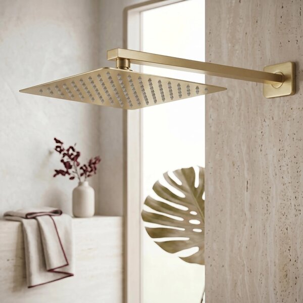 Kvadratna nadglavna prha REA JS-P015BG 25cm Brush Gold