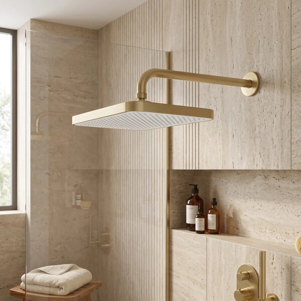 Pravokotna naglavna prha REA JS-032 Brushed Gold