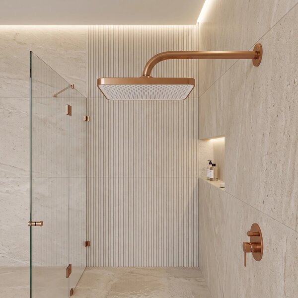 Pravokotna naglavna prha REA JS-032 Brushed Copper