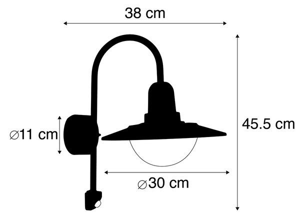 Vintage zunanja stenska svetilka rjav senzor gibanja IP44 - Herman