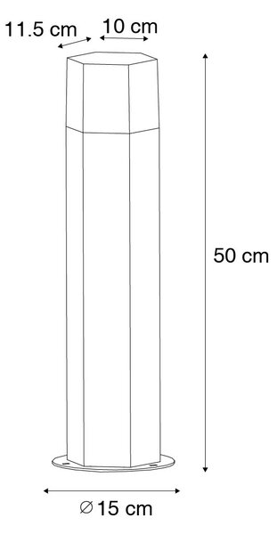 Stoječa zunanja svetilka črna z dimljenim senčnikom šestkotna 50 cm - Danska