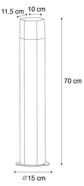 Zunanje talna svetilka črna z dimljenim senčnikom šestkotna 70 cm - Danska