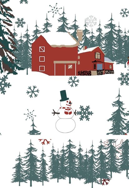 Posteljnina iz mešanice bombaža in poliestra SNOWY HOUSES POLY bela Dimenzije posteljnine: 70 x 90 cm | 140 x 200 cm