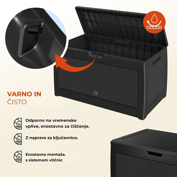 Shranjevalna škatla RATO, 310 l, 119x48x60 cm, antracit Prosperplast
