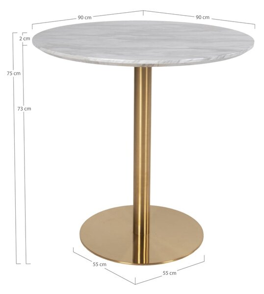 Okrogla jedilna miza z mizno ploščo v marmornem dekorju ø 90 cm Bolzano – House Nordic