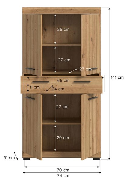 SREDNJE VISOKA OMARA 74/141/31 cm