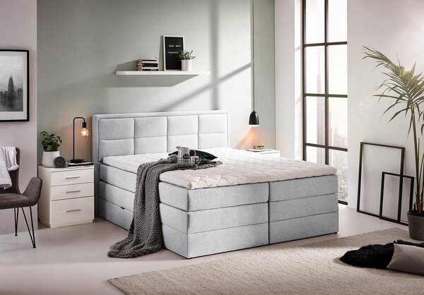 POSTELJA BOXSPRING 180 cm x 200 cm , tekstil sivobež