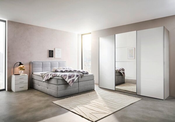 POSTELJA BOXSPRING 180 cm x 200 cm , tekstil sivobež