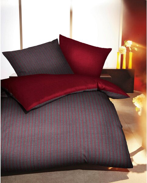 POSTELJNINA 140/200 cm flanela siva, rdeča
