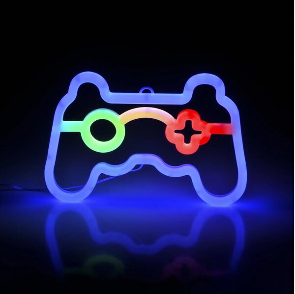 LED Neonska stenska dekoracija GAME LED/3W/3xAA USB modra