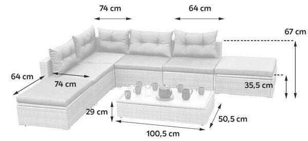 Gardenson Lounge Garnitura Vilemanzano, Sestavljivo, Blazine