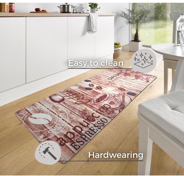 Rjava kuhinjska preproga Hanse Home Delicious Coffee, 67 x 180 cm