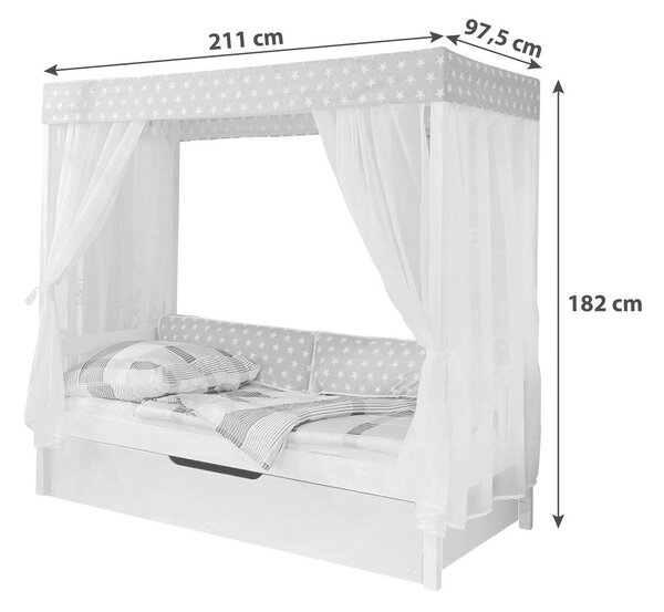 Livetastic Postelja Z Baldahinom Lino, 90x200, Roza, Izvlečno Ležišče