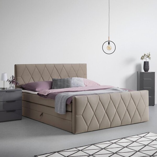 Mömax Postelja Boxspring Josie B, Bež, 180x200