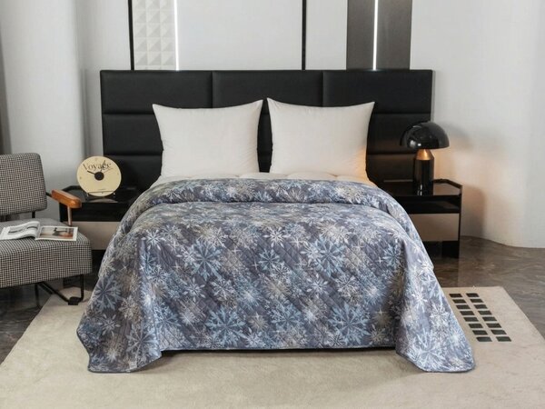 Pregrinjalo za posteljo SNOWFLAKE, modro-sivo Dimenzije: 170 x 210 cm
