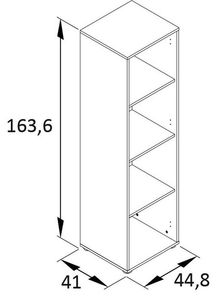 REGAL 44,8/163,6/41 cm črna, barve hrasta