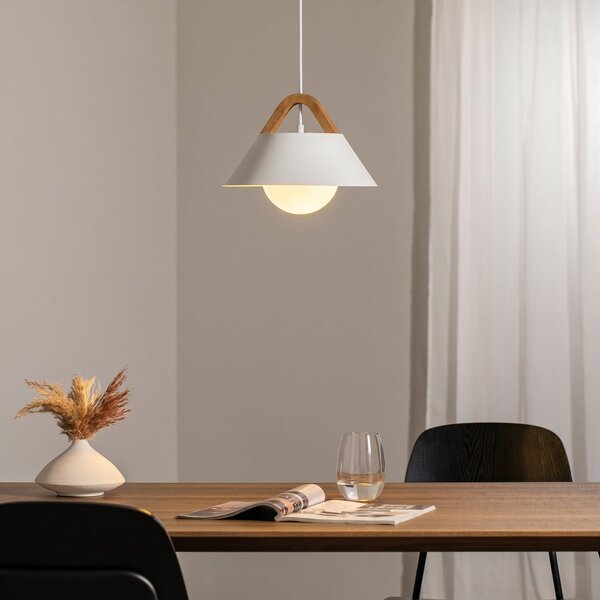 Luminex Visoka svetilka Funda, bela, Ø 30 cm, 1-žarek, kovina/steklo, zatemnjen, Bela, Dnevna soba / jedilnica, Kovina, Sodobni